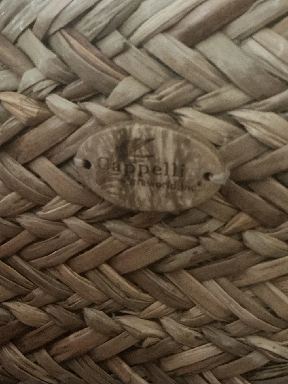 Woven Straw & Green Patterned Tote Bag